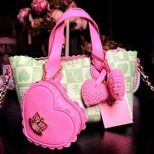 Juicy Couture Sweet Break Time Mini Tote Bag Retro Green Pink Charm NWT